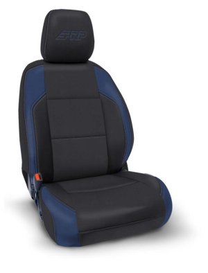 Toyota Tacoma Front Seat Covers - PRP Seats - Manual Seat Adjusters - Black/Navy Blue - `16-`23